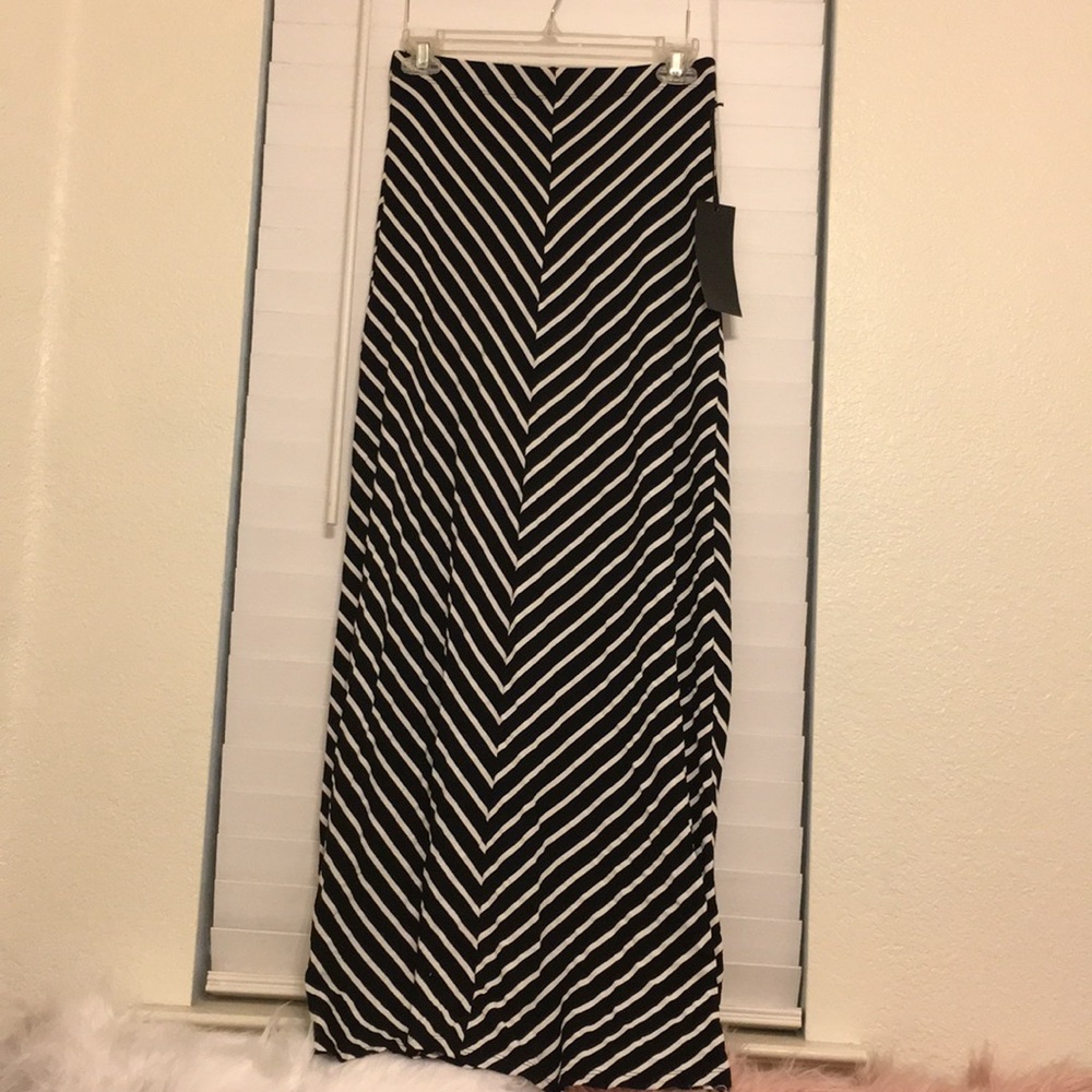 Black and white striped maxi skirt